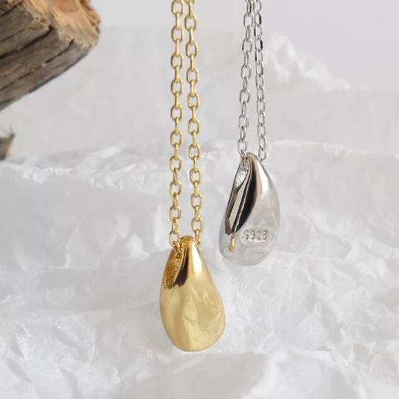 NEW 925 STERLING SILVER WATER DROP NECKLACE - Picture 1 of 6